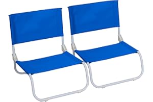 7H SEVEN HOUSE Chaise Pliante Basse de Plage (Lot de 2) en Acier et Tissu Oxford pour Piscine, Camping, Camping, Camping, Camping, Camping, imperméable, Dimensions 45 x 49,5 x 17,5 cm (L x l x H) Bleu