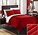 Produktbild Chic Home sb1674-an 3 Stück Luxemburg Ultra Plüsch Micro Mink Decke und kissenrollen Waffelstoff Set, King, rot