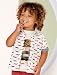 M&Co Baby Boy Short Sleeve Multi Colour Crocodile Print Chambray Trim Button Down Summer Shirt White 2/3 Yr