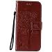 Samsung Galaxy S6 Lanyard Strap Leather Case,Samsung Galaxy S6 Bookstyle Magnetic Closure [Brown Solid Color] Stand Flip Case,Herzzer Premium Elegant[Embossed Butterfly Tree Cat Painted] PU Leather Fold Wallet Case Inner Flexible TPU Case Folio Smart Cover with [Kickstand] Stand Function Card Holder and ID Slot Slim Flip Protective Skin Cover for Samsung Galaxy S6 + 1 x Black Cellphone Kickstand + 1 x Black Stylus Pen