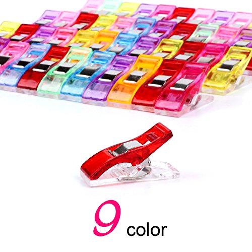 Aodoor 63 Stück Stoffklammern Wonder Clips, handwerklichen Wunder von Clips Kunststoff Nähen Craft Nähen Zubehöre Kunststoff (9 Farben, 2*1*1.5cm) - 2