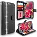 Produktbild LG G6 2017 Fall, Cellularvilla [Diamant Juwel] geprägt Blume Design Premium Leather Leder Wallet Fall [Karten Slots] [Standfunktion] Flip Schutzhülle für LG G6 2017/vs988/ls993/H870, Black Bling