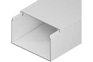 EDO Goulotte de Câble 100x60 mm Cache-Câble Blanc 2m - Goulotte PVC avec Couvercle à Clipser - Cache Câble Mural en Saillie - Goulotte Décorative TV, Bureau, Salon