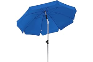 LIFERUN 200 cm Sonnenschirm, Marktschirm knickbar, Gartenschirm rund, 8 Stahlverstrebungen, Terrassenschirm Sonnenschutz UV 50+ für Garten, Balkon und Terrasse, 200 g/m²