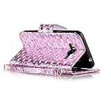 FESELE Glitzer Schutzhülle für [Samsung Galaxy J3 2015/2016] Schmetterling Brieftasche Hülle Leder Tasche Handyhülle und Magnetverschluss, Samsung Galaxy J3 2015/2016 Elegant Luxus Shiny Glanz Sparkle Glänzend Flip Wallet Case mit Standfunktion Kartenfach Ledertasche Leder-Mappen-Karten-Slot-Abdeckung für Samsung Galaxy J3 2015/2016 + Blau Eingabestift Stylus Touch Pen-Schmetterling,lila - 3
