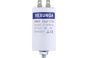 VEXUNGA Motor Capacitor Starting Capacitor 12µF 450V Capacitor 12uF 12uF 450V 40x70mm CBB60 Capacitors Plug M8 for Electric Motor