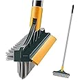 Bathroom Cleaning Brush with Wiper and Long Handle 120° Rotating, Floor Scrub Brush for Tiles for Home Kitchen (3 in 1) Multicolour