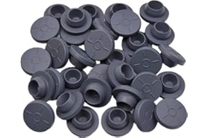 Angelkiss 100 Pcs Rubber Self Healing Injection Ports Safe Bottle Stoppers for 13 mm Opening Glass Vial and Liquid Culture Jars (Grey), Black