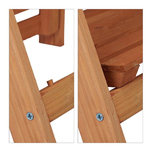 Relaxdays Blumentreppe aus Holz, Blumenständer für innen, 3-stufig, Leiterregal, Klappbar, HBT: ca. 107,5 x 41 x 25 cm, braun - 4