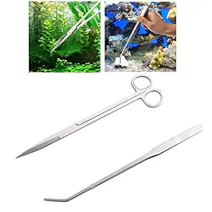 Jainsons Pet Products Stainless Steel Aquarium Aquascaping Kit (1-Scissors-25.5 cm, 1- Tweezers-27 cm)