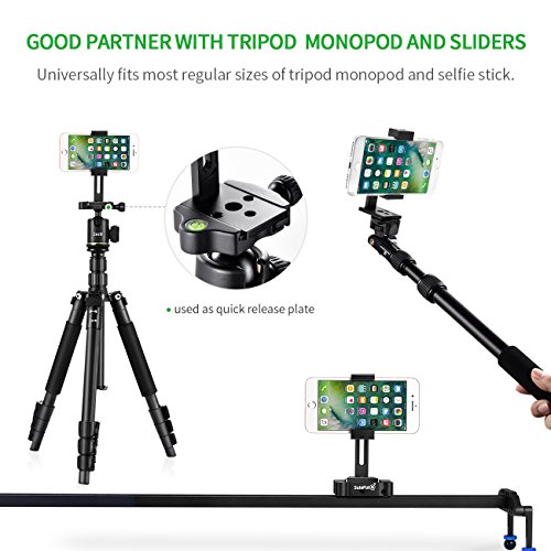 Zecti Supporto Treppiede per Cellulare, Adattatore Supporti Sostegno Smartphone in Alluminio CNC per Apple iPhone 7 Plus/Samsung/Galaxy S8+/Nexus, Supporto da Tavolo e per Treppiede, Monopiede e Sostegni Scorrevoli per Videocamera