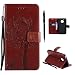 Produktbild Hülle für Moto G5 Hülle Leder Flip Case, Schutzhülle Ledertasche mit Standfunktion Kredit Kartenfach Baum Schmetterling Katze Muster Handy Hüllen Magnetisch Bookstyle Brieftasche, Hancda Hülle Leder Schale Wallet Cover Dünn Geldbörse Taschen Stoßfest Etui Handytasche für Lenovo Moto G5 - Baum Braun