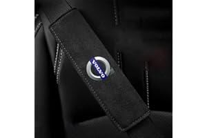HEYCE 2 Stück Auto Gurtpolster für Volvo XC60 S60 S90 XC90 V90 V60, Leder Komfort Sicherheitsgurt Schulterschutz, Atmungsaktiv Sicherheits Schulterpolster, Auto Innere Zubehör,Black