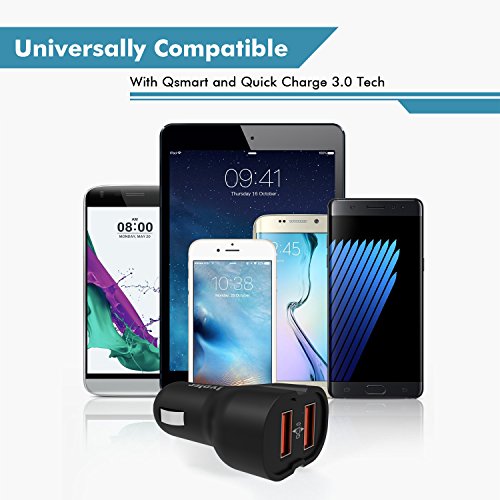 iVoler Dual Quick Charge 3 0 36W 2 Puertos USB Cargador de Coche  2 QC 3 0 Puerto  con 2 en 1 Cable Cargador Micro USB y Tipo C para Samsung Galaxy S9 S9 Plus S8 S8  S7 S7 Edge S6 S6 Edge Edge   iPhone X   8   8 Plus   7   6s Plus  5s  ASUS Zenfone 3   2  LG G5   G4  Sony Xperia Z5  HTC 10  A9 M8 M9  Nexus 6  Xiaomi Mi 5  iPad Tab y m  s