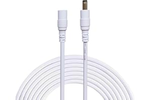 Liwinting 2 Metros Cable de Extensión 2.1mm x 5.5mm Plug DC Macho a Hembra Conector para Adaptador de Corriente, LED, Cámara CCTV Potencia, Coche, Monitores y Más - Blanco
