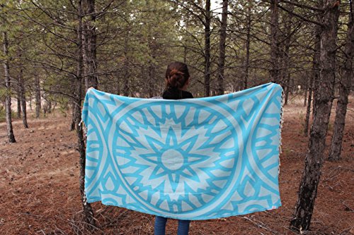 DESIGNER KOLLEKTION – Bersuse GOTS-Zertifiziert 100% Bio Baumwolle – Flamenco Türkisches Handtuch Peshtemal – Badestrand Fouta Pestemal – 95X175 cm, Aqua Blau - 9