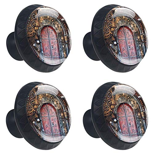 Preisvergleich Produktbild Steampunk Garderobengriff Kristall Konvexe Linse mit 3D-Figuren-Display für Schubladenschrank-Ziehgriff Elegante Knöpfe zum Dekorieren von Kidsroom-Wohnzimmer-Küchenschrank-Sc... mit 4 Stück