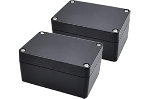 2 Stück Abzweigdose Wasserdicht, Therlan Projekt Box Elektronik Gehäuse, Kunststoff Aufputz Anschlussdose IP65, ABS Klein Verteilerdose Elektronische Aufputzdose (100 x 68 x 50 mm, Schwarz)