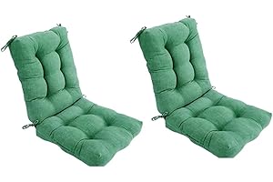 REINO MANSIDI Cojin con Respaldo para Sillas 90 x 45x 10 cm. Conjunto Cojin de Asiento para sillas Interior y Exterior Cómodo. Cojines para sillas Comedor, mecedoras, Bancos terraza (Verde, 2)