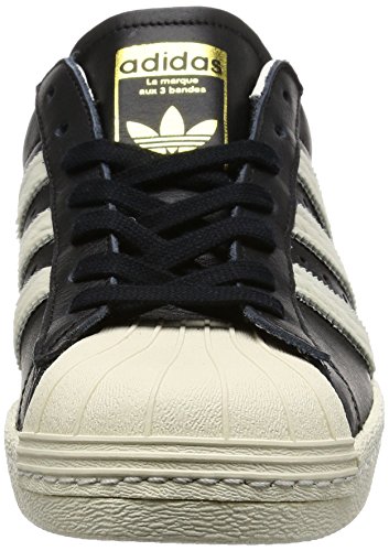 adidas Unisex-Erwachsene Superstar 80s Turnschuhe, Blau (Cblack/Ftwwht/Goldmt), 41 1/3 EU -