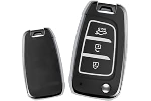 ontto Etui na kluczyki samochodowe pasuje do Hyundai I30 Accent Tucson Ix35 Solaris Elantra Kona Santa Fe Celesta Sonata TPU silikonowe etui na klucze, etui ochronne, brelok do kluczy, srebrny/czarny