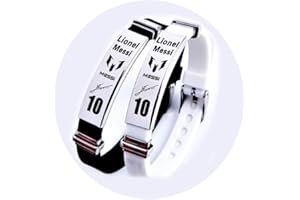 FANWENFENG Lorh's store Football Lionel Messi Inspirational Signature Bracelets réglables Messi numéro 10 Sport Silicone Bracelet 2 pcs