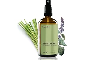 NAKURA® Raumspray, Duftspray und Lufterfrischer LEMONGRAS - PATCHOULI Bio 100 ml - Natürliches Raumduft Spray aus reinen ätherische Öle - Lufterfrischer Wohnung ohne Chemie - Lemongrass Raumduft