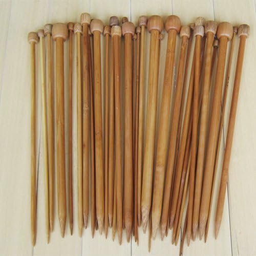 Misswonder 18 Sizes Carbonized Bamboo Knitting Needles Single Pointed Needles Set