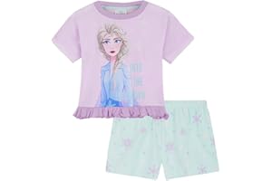 Disney Pyjama Fille, Pyjama Short Fille, Pyjama Stitch Princesses Belle Ariel Cendrillon Elsa Moana Jasmine Raiponce Simba Roi Lion Minnie Enfant 2-14 Ans
