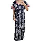 Indiatrendzs Women's Cotton Nighty Printed Blue Nightwear (Chest 50)