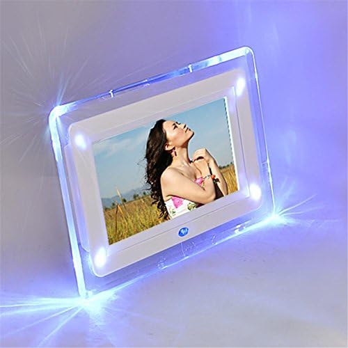NWYJR 7 inch HD Digital Photo Frame with LED Blue Backlight Support Music and Video Playback SD Memory Card &amp; Remote Version, white