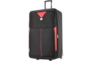 ATX LUGGAGE EST. 1991 ATX Luggage Extra Large Suitcase Expandable Durable Lightweight Suitcases with 2 Wheels and Built-in 3 Digit Combination Lock (Black/Red, 32 Inches, 134 Liters)