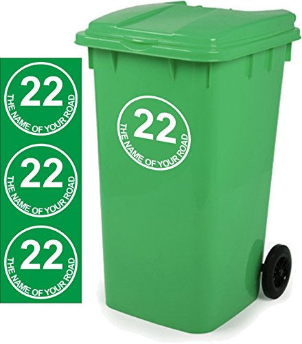 Mülltonne Aufkleber personalisierbar 3 Stück Schilder Größe 18 cm x 18 cm D4