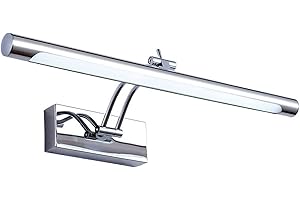 BAFEIYA Luci per quadri da parete Lampada da parete moderna for bagno a LED, acciaio inossidabile impermeabile L40 / 55 / 70CM, applique for specchio da interno con interruttore(Silver,12W 55CM)