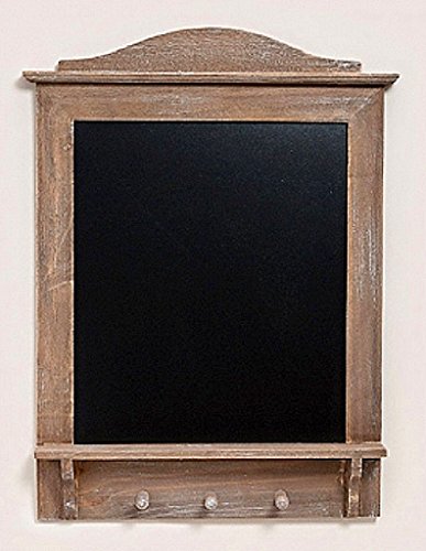 Große Kreidetafel Memotafel 64 cm x 45 cm x 6 cm Tafel zum Hängen mit 3 Haken und Ablage Küchentafel Holzrahmen Wandtafel Schlüsselbrett