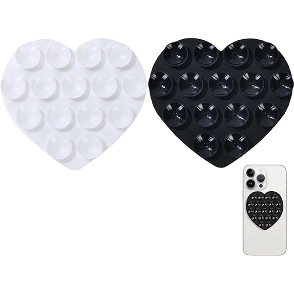 Ventosa A Forma Di Cuore Per Cellulare - Doppia Presa In Silicone Per Un'Adesione Forte E Sicura (Colore Rosso) - Foto 7