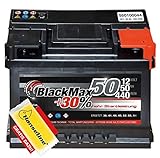pkw kombis im test BlackMax Batterie inklusive Polfett, wartungsfrei mit 12 Volt und 50Ah Kapazität, für Diesel und Benziner mit 30% mehr Startkraft gegenüber herkömmlichen Batterien