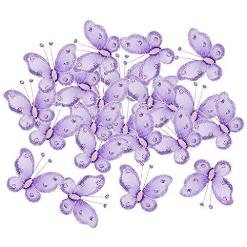 Drahtgebundenen Netz Strumpf Glanz Schmetterlinge 5×4.5 cm 50 Stk. Lila - 5