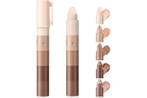 JAWUZ Ombretto Matita 5 in 1 Matte Fine Ombretto Stick Altamente Pigmentato Ombretto Viso Occhi Evidenziatori Penna（B）