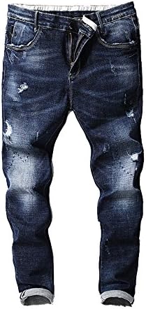 Small skinny pants, autumn and winter jeans, Korean pants, trousers, thin pants, young men's feet pants,Black and blue,Thirty-three