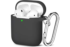 Etui Maledan kompatybilne z Apple Airpods 2 i 1, silikonowy pokrowiec ochronny, widoczny wskaźnik LED, obsługuje bezprzewodowe ładowanie karabińczykiem, czarne