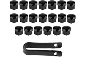 JEYORZY 20 pcs Copridado Ruota 17mm, Copri Bulloni Ruota Universali, Copridadi Bullone Ruota, Copridadi Ruota, Tappi Ruote Auto, Copridadi Esagonali per Pneumatici con 1 Strumenti di Rimozione, nero