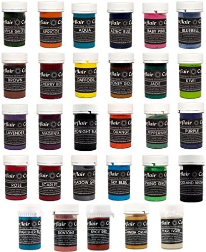 Set of 29 Sugarflair Concentrated PASTEL GEL food colours - Cake decoration colours