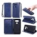Produktbild Lonchee LG V20 Wallet Tasche Brieftasche Schutzhülle , geprägten Design Hochwertige PU Leder Folio Tasche Case Hülle im Bookstyle mit Standfunktion Kredit Kartenfächer (tiefblau)