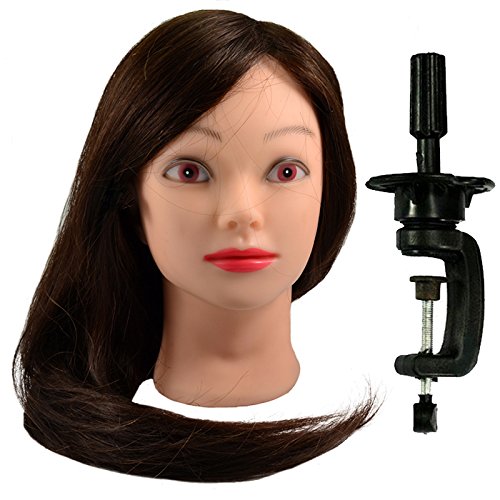 Neverland Professional 22" 70% Real Human Hair Hairdressing Equipment Styling Head Doll Mannequin Training Head Tools Braiding Cutting Student Practice Model with Clamp