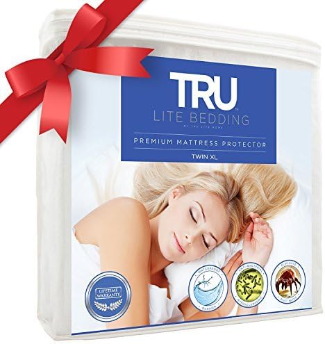 Twin XL Size - Premium Waterproof Mattress Protector - Vinyl Free Mattress Cover - Hypoallergenic Breathable Cotton Terry Bed Cover - Protects from Dust Mites, Allergens, Bacteria