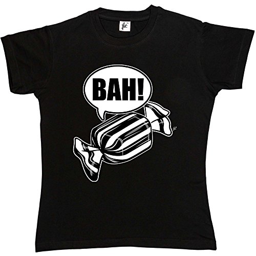 Fancy A Snuggle Bah Humbug! Black & White Mint Sweets Christmas Grinch Womens Boyfriend Fit T-Shirt