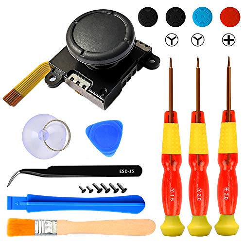 Joystick Contrôleur Analogique pour Nintendo Switch Joy-Con, Remplacement Gauche et Droite Contrôleur Bascule Bâton avec Casquette (1 PCS+Outils)
