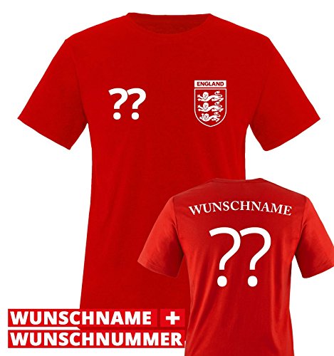 TRIKOT – WUNSCHDRUCK – Kinder T-Shirt – Rot / Weiss Gr. 134-146