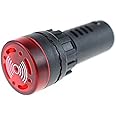 CentIoT - AD16-22SM - LED Active Buzzer Beep Alarm - Flash Signal Indicator Light - AC DC 22mm (12V, Red)